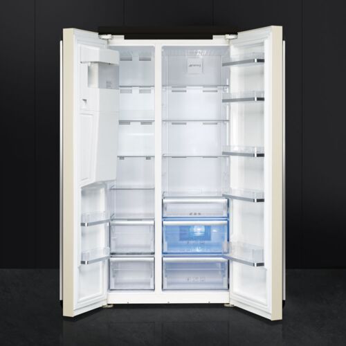 Холодильник Smeg SBS963P Кремовый, фурнитура серебристая